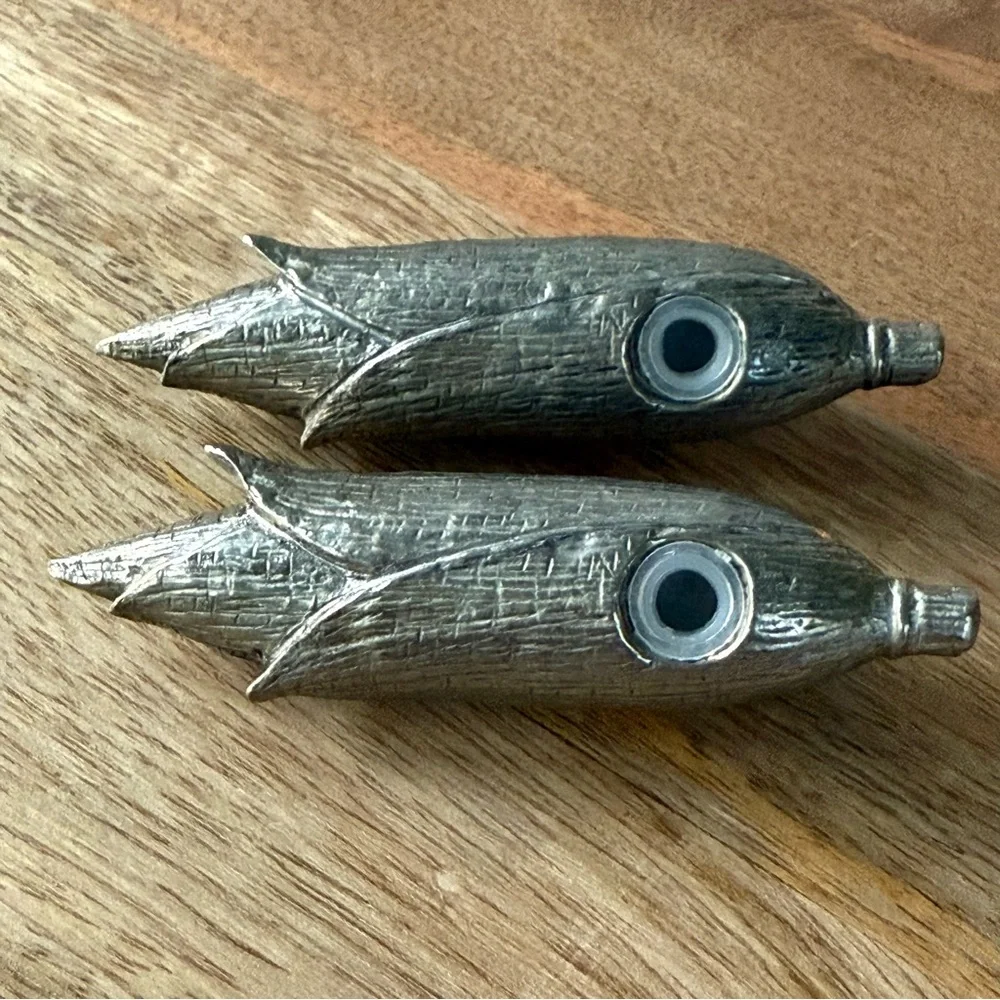 Silver Corn-Shaped Pewter Salt and Pepper Set